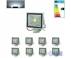 ECD Germany 8er Pack Flutlicht Fluter 30W Ip65 Kaltweiß Bewegungsmelder Außenstrahler Wandstrahler