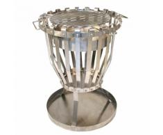 Feuerkorb mit Grill Grillkorb Edelstahl Feuerstelle rund Ø48cm Venus