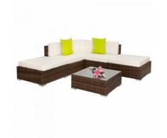 Alu gestell Poly Rattan Sitzgruppe Lounge Rattanmöbel Gartenmöbel Sofa Tisch Set mixed braun
