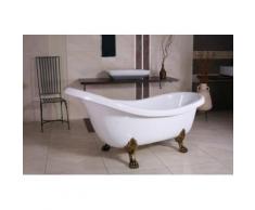 Freistehende Luxus Badewanne Jugendstil Sicilia Weiß/Altgold 1740mm - Barock Badezimmer - Retro Anti