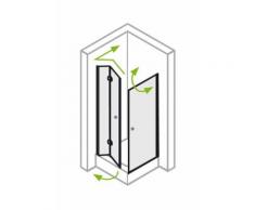 Eckdusche 100x100 x200 cm (LxB xH), Typ 5005250, Pendeltür & Dreh-Falt-Tür, Alu Silber