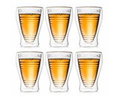 Creano 6-tlg. Set Thermoglas Rillendesign 200ml, doppelwandig