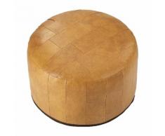 Sitzkissen Sitzwürfel Pouf Hocker Bodenkissen Patchwork Kunstleder Hellbraun