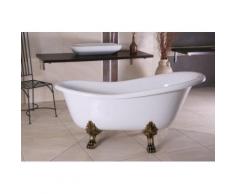 Freistehende Luxus Badewanne Jugendstil Roma Weiß/Altgold 1470mm - Barock Badezimmer - Retro Antik B
