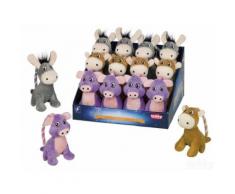 Plüsch mit Seil Esel/Kuh/Schwein Display 12 St, 14 cm
