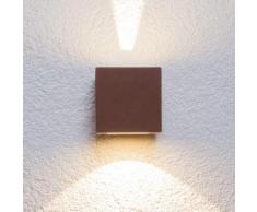 Rostbraune LED-Außenwandleuchte Jarno, Würfelform