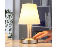 Nachttischlampe Hanno mit weißem Textilschirm