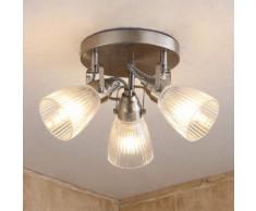 Runde LED-Bad-Deckenleuchte Kara mit Riffelglas