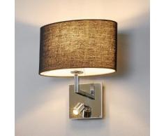 Schwarze Stoff-Wandlampe Karla mit LED-Leselampe