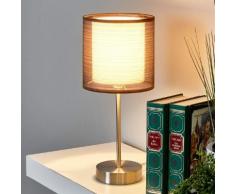 Nachttischlampe Nica mit braunem Stoffschirm