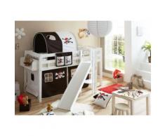 Spielbett Tino, Buche massiv, weiß lackiert, Pirat, schwarz-weiß schwarz/weiß