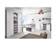 Komplett Kinderzimmer Maxx Fleetwood (Kombi-Kinderbett 70 x 140 cm, Umbauseiten, breite Wickelkommode und Kleiderschrank 2-trg. mit Mittelregal), Dekor/MDF weiß, Holzdekor Fleetwood