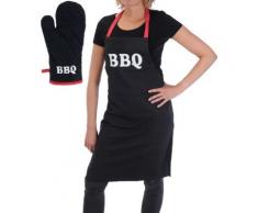 "Schürze und Grillhandschuh "BBQ-Time" schwarz/rot"