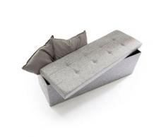 Faltbare Sitz-Bank & Truhe, Leinen-Bezug, 38x114 cm grau