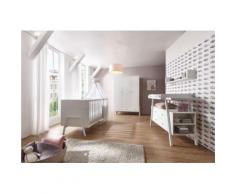 Komplett Kinderzimmer Holly White (Kombi-Kinderbett 70 x 140 cm, Umbauseiten, Wickelkommode und Kleiderschrank 3-trg.), Dekor/Massivholz weiß