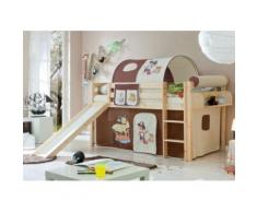 Spielbett Manuel, Kiefer massiv, natur lackiert, Pirat braun-beige, 90 x 200 cm beige/braun