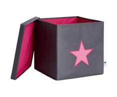 Ordnungsbox Stern, mit stabilem Deckel, grau/pink