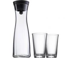 "Set "Basic" Glas Karaffe 1 L & 2 Wassergläsern a 0,25 L schwarz"