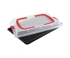 "2-tlg. Backblech mit Transporthaube "Bake & Go" schwarz"