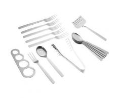"15-tlg. Spaghetti- Besteck und Küchenhelfer Set "Bologna" silber"