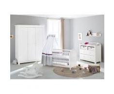 Komplett Kinderzimmer NINA breit, (Kinderbett, Wickelkommode breit und Kleiderschrank 3-trg.), Fichte weiß lasiert