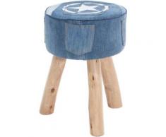 Bali Massivholz & Denim Sitzhocker Ø35 x 50 cm blau