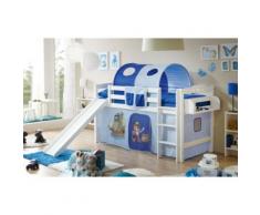 Spielbett Theo R, Buche massiv, weiß lackiert, Pirat, hellblau-dunkelblau, 90 x 200 cm
