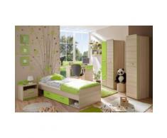 Komplett Jugendzimmer Lori, 6-tlg. (Jugendbett, Kleiderschrank, Standregal, Schreibtisch, Nachttisch, Wandregal), grün