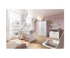 Komplett Kinderzimmer Classic White (Kombi-Kinderbett 70 x 140 cm mit Umbaukit, Umbauseiten, Wickelkommode und Kleiderschrank 2-trg.), Dekor weiß