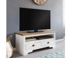 "Kiefer Massivholz TV-Board "Landhaus" mit 2 Schubladen 100x45x45 cm weiß"