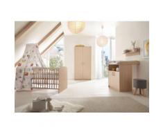 Komplett Kinderzimmer Classic Buche (Kombi-Kinderbett 70 x 140 cm mit Umbaukit, Umbauseiten, Wickelkommode und Kleiderschrank 2-trg.), Holzdekor Buche holzfarben