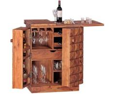 "Sheesham Hausbar "Sophie" Massivholz, ausklappbar mit Glashalter braun"