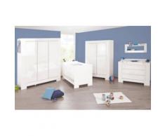 Komplett Kinderzimmer SKY groß, (Kinderbett, Wickelkommode breit und 3-türiger Kleiderschrank), Weiß/Hochglanz weiß
