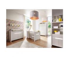 Komplett Kinderzimmer Poppy White (Kombi-Kinderbett 70 x 140 cm, Umbauseiten, Wickelkommode und breiter Kleiderschrank 2-trg.), Dekor/MDF weiß
