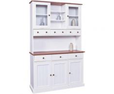 "Massivholz Buffet -Schrank "Country" B 131 cm, H205 cm braun/weiß"