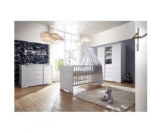 Komplett Kinderzimmer Maxx White (Kombi-Kinderbett 70 x 140 cm, Umbauseiten, breite Wickelkommode und Kleiderschrank 2-trg. mit Mittelregal), Dekor/MDF weiß