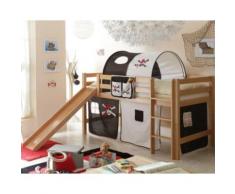 Spielbett Theo G, Buche massiv, natur, Pirat schwarz-weiß