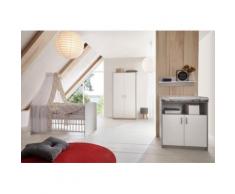Komplett Kinderzimmer Classic Grey (Kombi-Kinderbett 70 x 140 cm mit Umbaukit, Wickelkommode und Kleiderschrank 2-trg.), Dekor weiß/grau