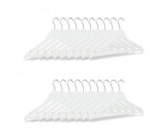 20er Kleiderbügel-Set mit Hosenstange weiß