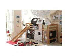 Spielbett Theo R, Buche massiv, natur lackiert, Pirat, schwarz-weiß, 90 x 200 cm schwarz/weiß