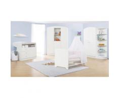 Komplett Kinderzimmer JIL, 3-tlg. (Kinderbett, Wickelkommode und 2-türiger Kleiderschrank), Kiefer/Weiß lackiert weiß