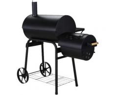 BBQ Smoker & Holzkohlegrill mit separater Grill- und Smokerfläche schwarz