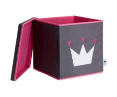 Ordnungsbox Krone, mit stabilem Deckel, grau/pink