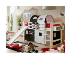 Spielbett Theo G, Buche massiv, weiß, Pirat schwarz-weiß