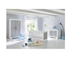 Komplett Kinderzimmer LOLLE, (Kinderbett, Wickelkommode und Kleiderschrank 2-trg.), Esche grau