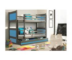 JUSTyou Lora Etagenbett 80x160 cm Graphit Blau