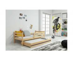 JUSTyou Kera mit Extrabett Funktionsbett 80x190 cm Eiche Graphit