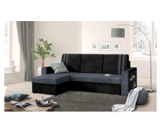 JUSTyou Wilona Ecksofa Links Mikrofaser SUEDINE Schwarz Dunkelgrau