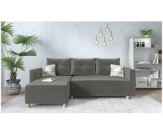 JUSTyou Lamone Ecksofa Velours Grau Links