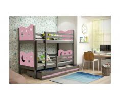 JUSTyou Ola Etagenbett 90x200 cm Graphit Rosa